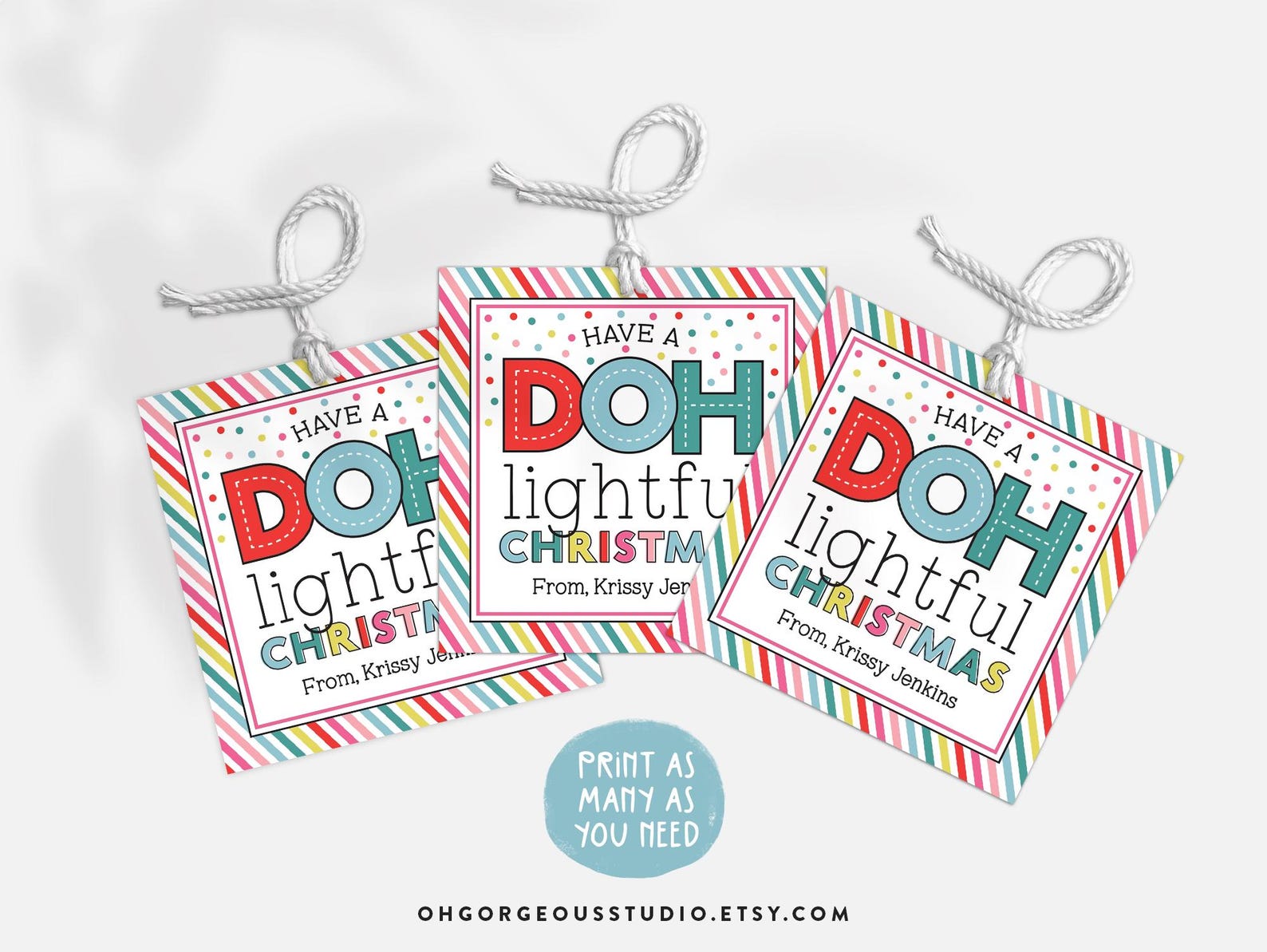 Playdough Christmas Gift Tag | Teacher Student Classroom (digital ...