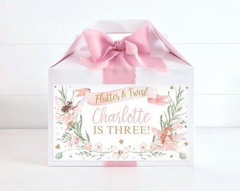 Editable Fairy Birthday Gable Box Label: Floral Princess Party (Instant Download)