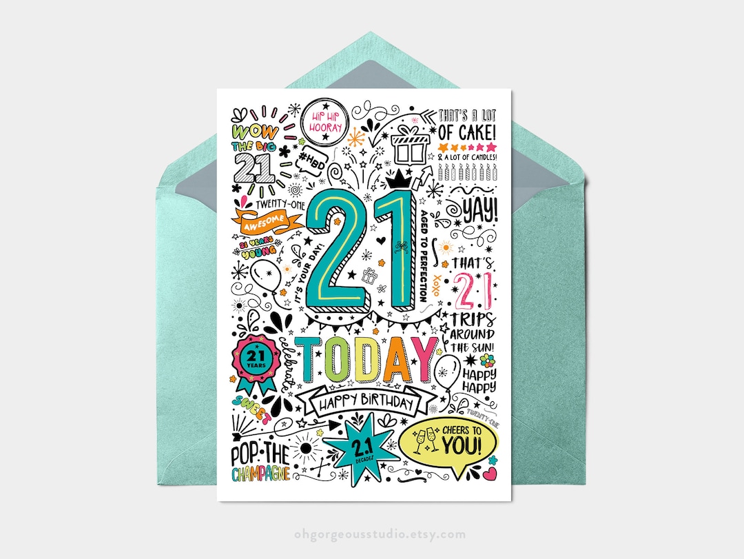 Printable 21st Birthday Card | Instant Download Printable Card for 21st ...