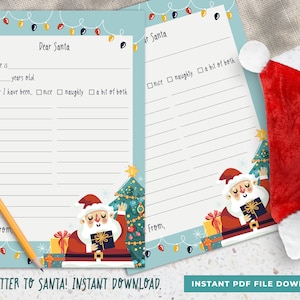 Brief an Santa Printable | Weihnachten Wunschliste Druckbare Weihnachtsmann Red Buffalo Weihnachtsbrief Digitaler Download Druckbare Geschenkliste