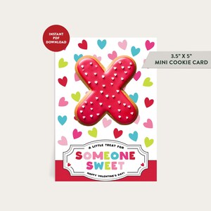 Printable Valentine Cookie Card, 3.5&quot; x 5&quot; Mini Cookie Card, A Little Treat For Someone Sweet Valentine Love Cookie Card, Instant Download