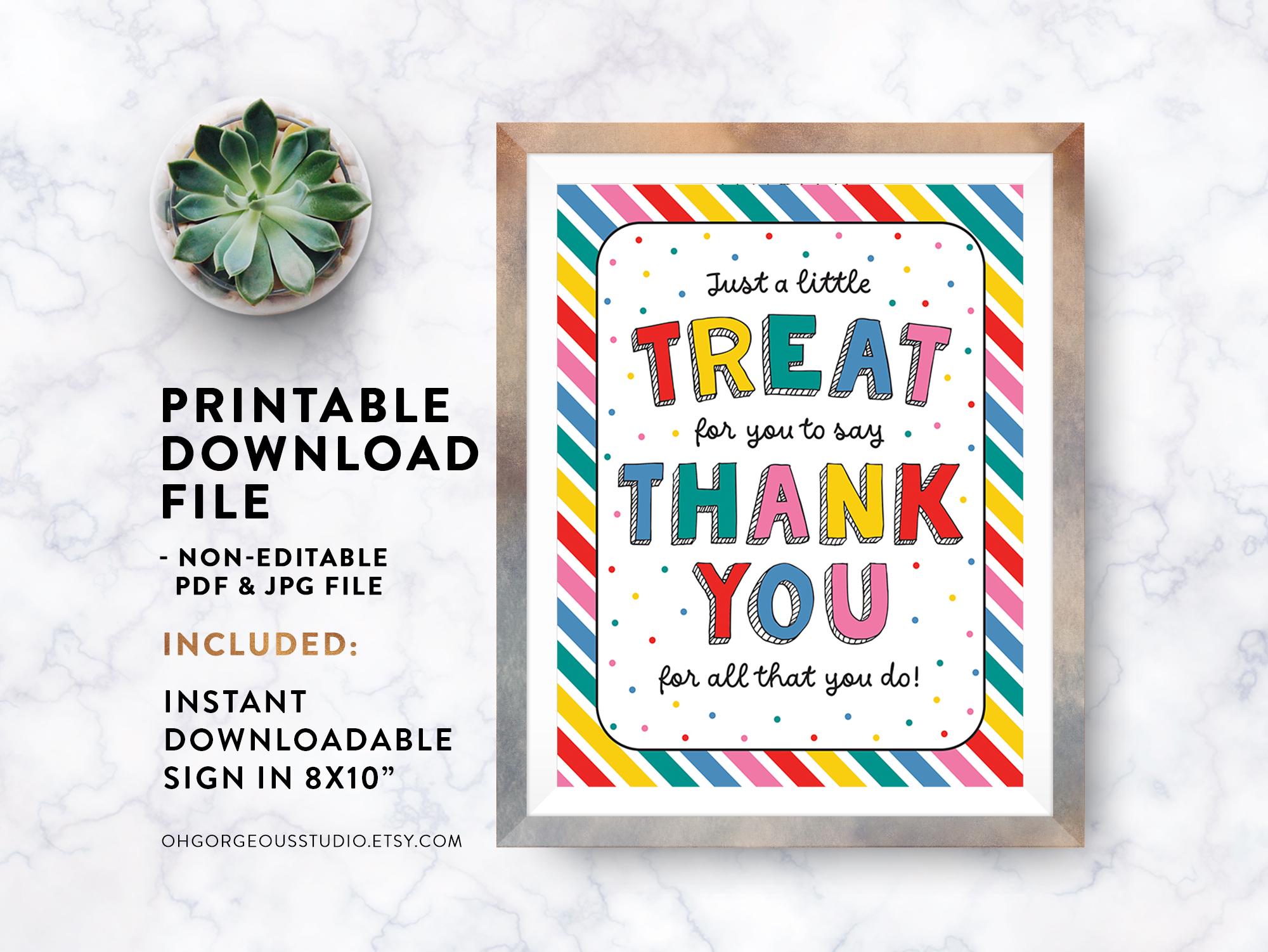 Teacher Appreciation Treat Sign: Thank You Printable (8x10) - Etsy