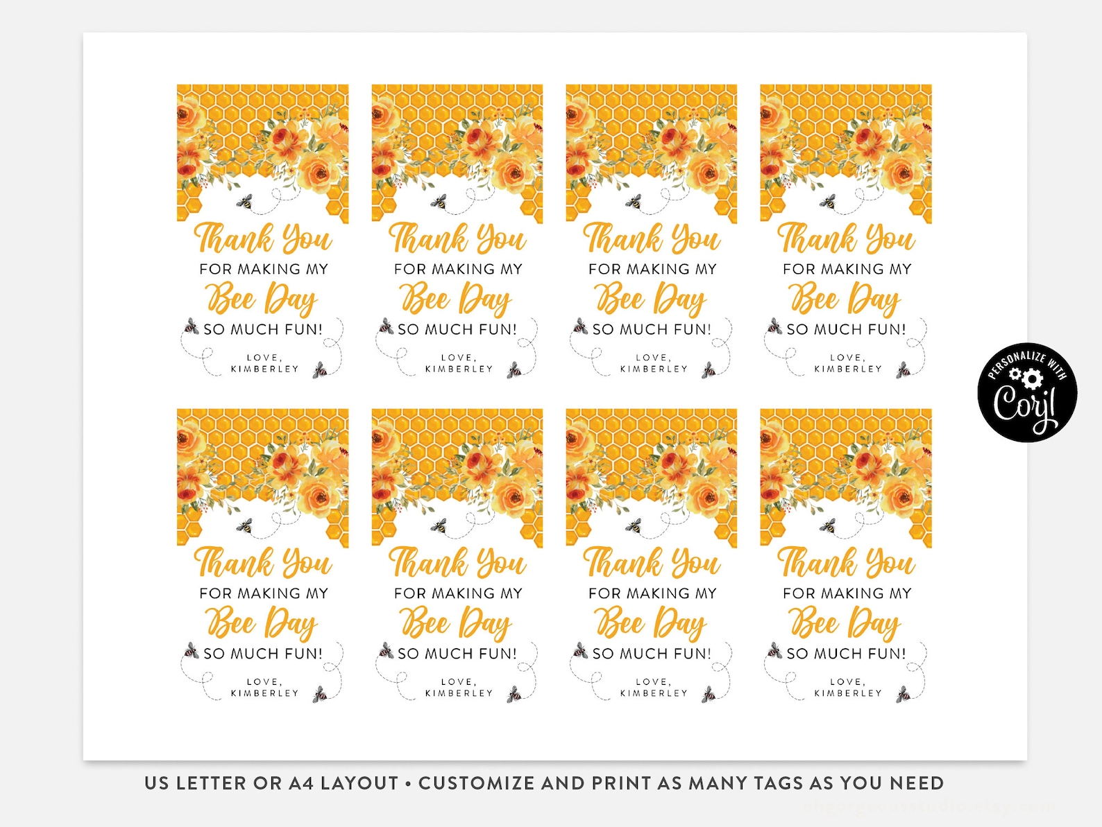 Honey Bee Party Favor Gift Tag Sweet Honey Bee Hang Tag - Etsy