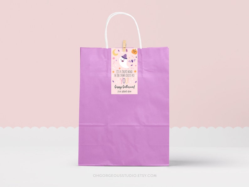 Class Gift Tag For Halloween | Its A Treat Being In The Same Class As You, Halloween Printable, Halloween Gift Tag For School, Custom Favor