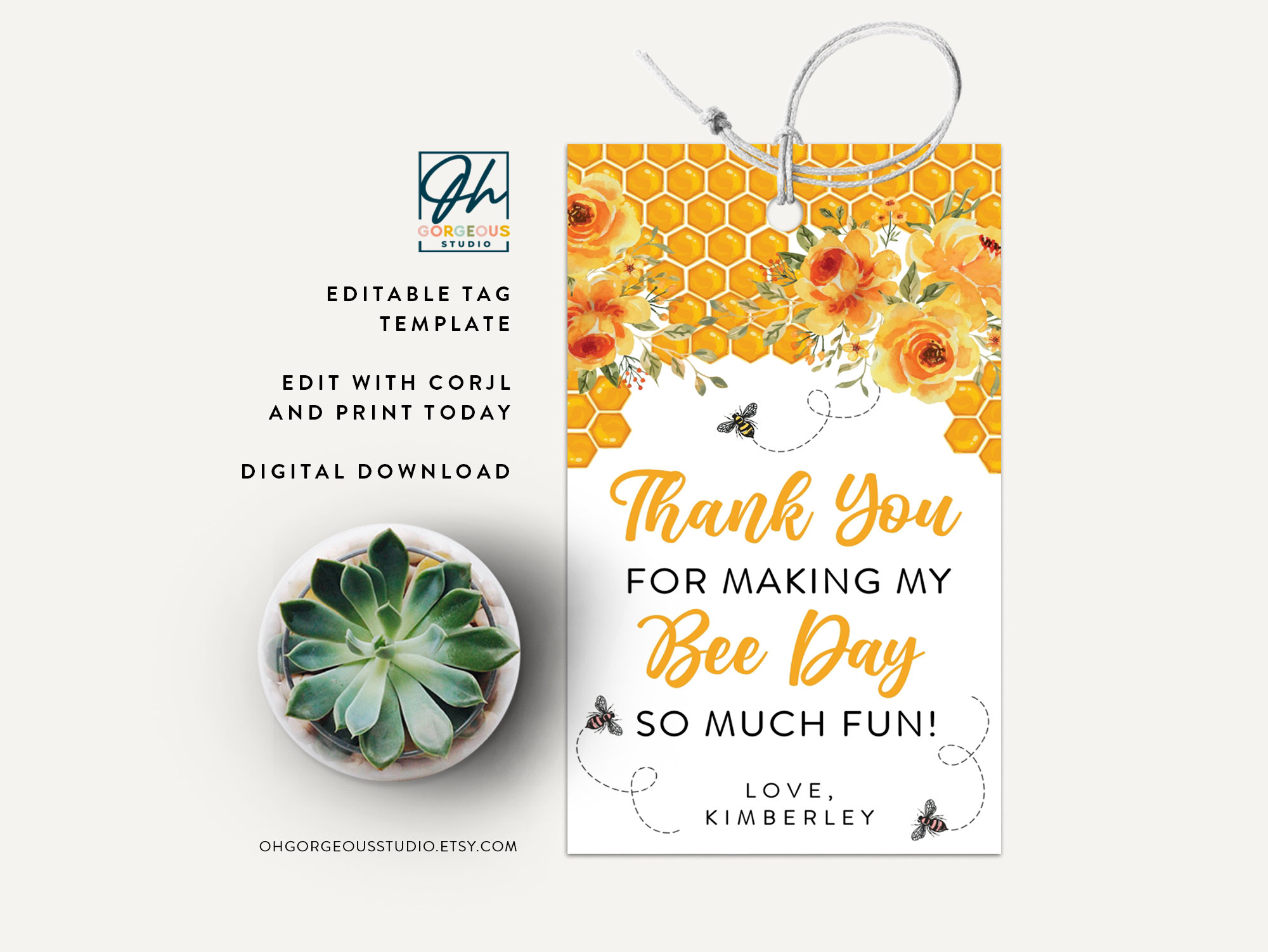 Honey Bee Party Favor Gift Tag Sweet Honey Bee Hang Tag - Etsy