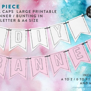 Banner de fiesta imprimible con fuente divertida / Banner de carta de descarga instantánea baby shower, decoración de fiesta, decoración de fiesta con impresión DIY