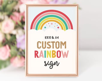 Cartello arcobaleno personalizzato per feste: decorazioni colorate per feste (stampabili)