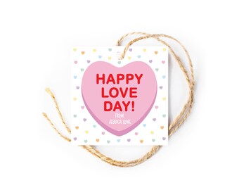 Editable Valentines Gift Tag: Candy Heart Template (Digital Download)