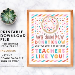 Teacher Appreciation Printable Poster | Donut Teacher Appreciation Sign ...