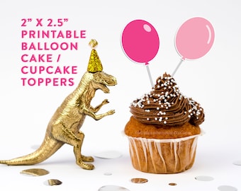 Printable Pink Balloon Cake Toppers: Party Decor (PDF JPG) UK