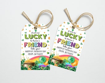 St. Patrick's Day Gift Tag: Lucky Friend Design (Editable, PDF)