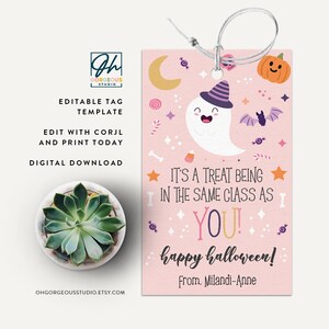 Class Gift Tag For Halloween | Its A Treat Being In The Same Class As You, Halloween Printable, Halloween Gift Tag For School, Custom Favor