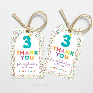 Party Thank You Gift Tag | Editable Rainbow Themed Birthday Printable Tag, Custom Party Gifts, Take Home Gift Template, Digital Download