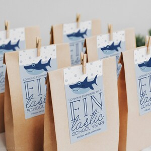 Looking Forward to A Fin-tastic School Year Tag | Shark Gift Tag, Back ...