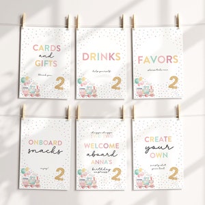 Train 2nd Birthday Party Sign Set: Editable Table Decor Prints (Digital Download)