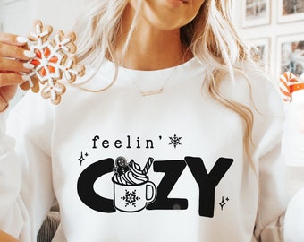 Feelin' Cozy SVG and PNG | christmas svg, christmas vibes svg, png, holiday svg, winter svg, holly jolly svg, mug svg, cozy season svg