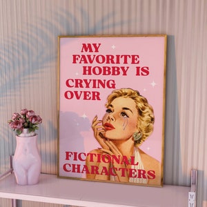 Bookish Art Print | Pink Retro Wall Art | Bedroom Printable Decor | Book lover Wall Art | Reader Art Print | Book Poster | Bookish Poster
