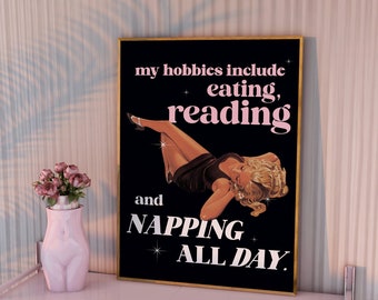 Bookish Art Print | Pink Retro Wall Art | Bedroom Printable Decor | Book lover Wall Art | Reader Art Print | Book Poster | Bookish Poster