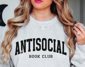 Antisocial Book club SVG and PNG | bookish svg, book lover svg, antisocial reader svg, reading shirt svg, trendy varsity svg, smutty reader