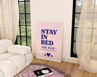 Stay in Bed Bookish Art Print | Bookish Wall Art | Printable Wall Decor | Book lover Art | Reader Art Print | Book Poster | Bookish Poster