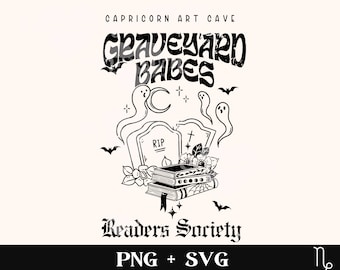 Graveyard babes readers society SVG and PNG | Bookish halloween svg cut file, Reader halloween svg Bookish spooky season svg book lover svg