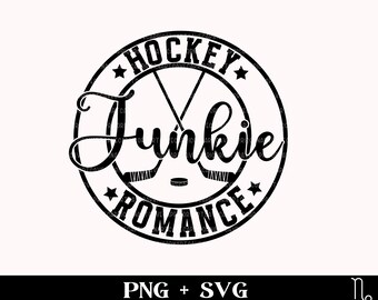 Hockey Romance Junkie SVG y PNG / Svg de libros, Svg de lector de romance, Svg de romance deportivo, Svg de lector obsceno, pegatina Svg de amante de los libros picantes