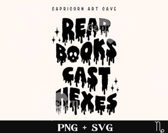 Read books cast hexes SVG and PNG | Bookish halloween svg, Reader halloween svg, Bookish spooky season svg, witchy reader svg book lover svg