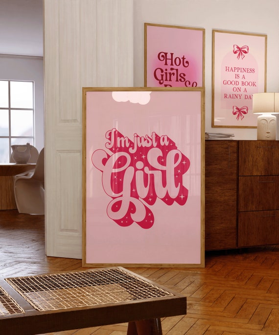 I'm just a girl Art Print | Red and Pink Girly Poster, Girlhood Poster Wall Decor coquette apartment decor girly bedroom art decor printable