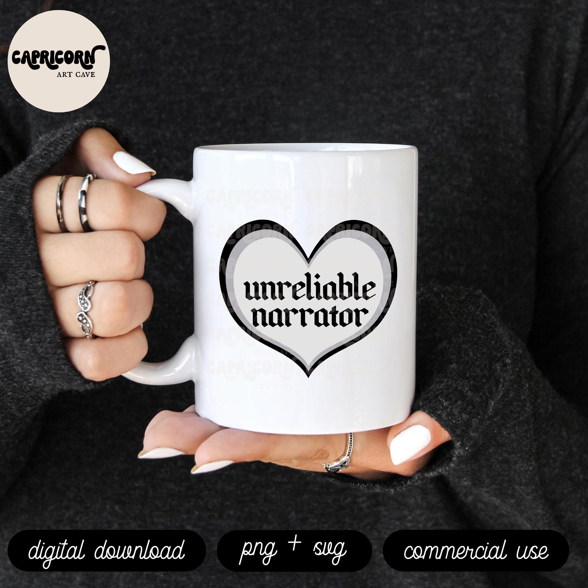 Narrator Sticker Unreliable Narrator SVG and PNG | Black Bookish Svg, Book Lover Svg ...