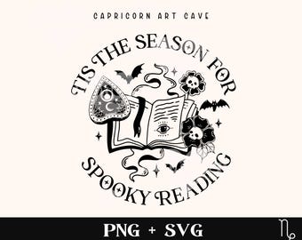 Tis the season for spooky reading SVG and PNG | Bookish halloween svg, Reader halloween svg, Bookish spooky season svg witchy book lover svg