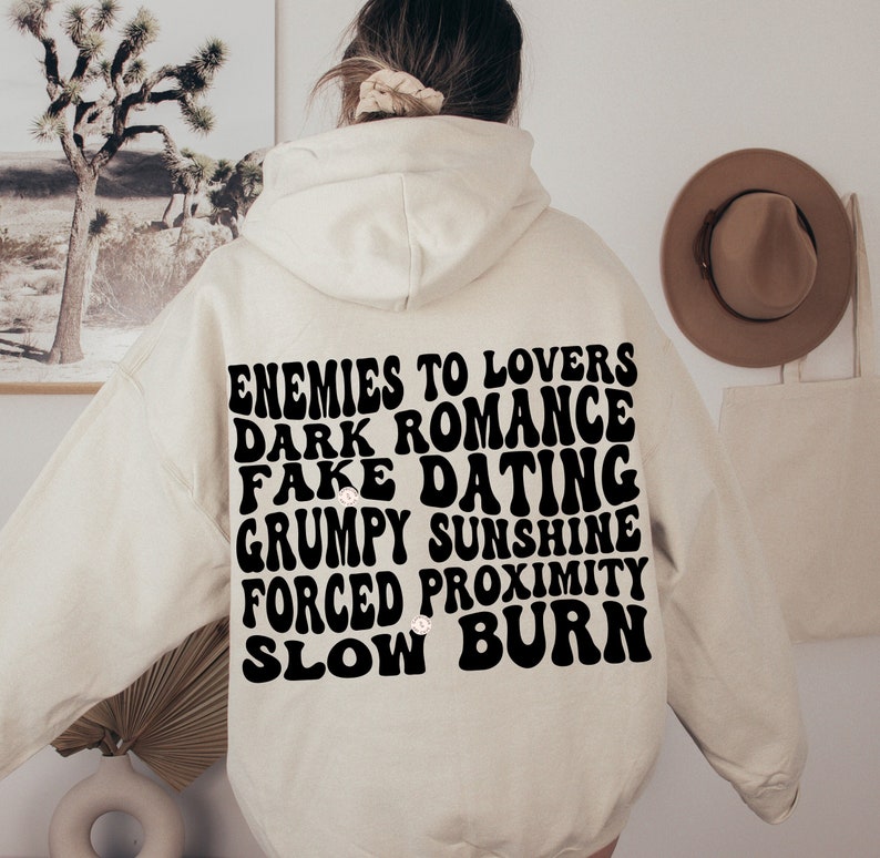 Bokliknande Romantik Tropes SVG och PNG | bokliknande png, vågig staplad text, sublimeringsdesign för kommersiellt bruk, Smut Reader Spicy Book Cut-fil bild 1