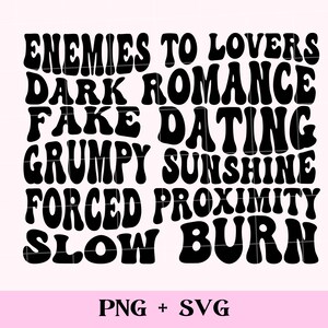 Bokliknande Romantik Tropes SVG och PNG | bokliknande png, vågig staplad text, sublimeringsdesign för kommersiellt bruk, Smut Reader Spicy Book Cut-fil bild 2
