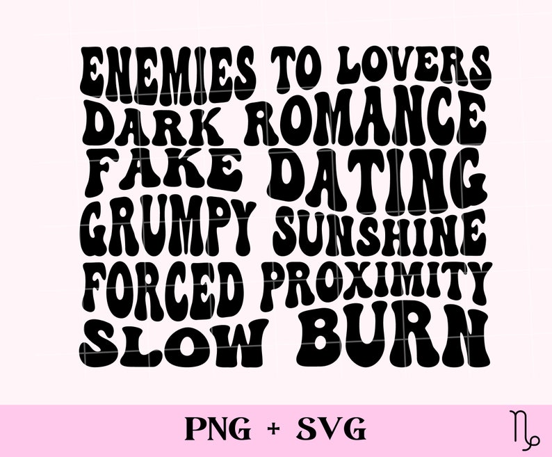 Bokliknande Romantik Tropes SVG och PNG | bokliknande png, vågig staplad text, sublimeringsdesign för kommersiellt bruk, Smut Reader Spicy Book Cut-fil bild 2