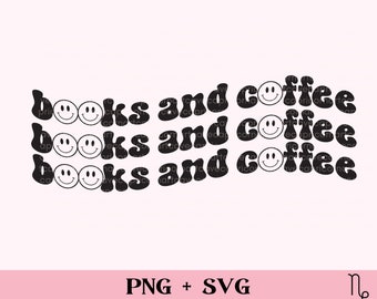 Boeken en koffie SVG en PNG | bookish png, ijskoffie en vieze boeken, sublimatieontwerp commercieel gebruik, cafeïnekoningin, koffieverslaafde
