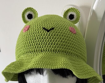 Handmade Crochet Frog Bucket Hat