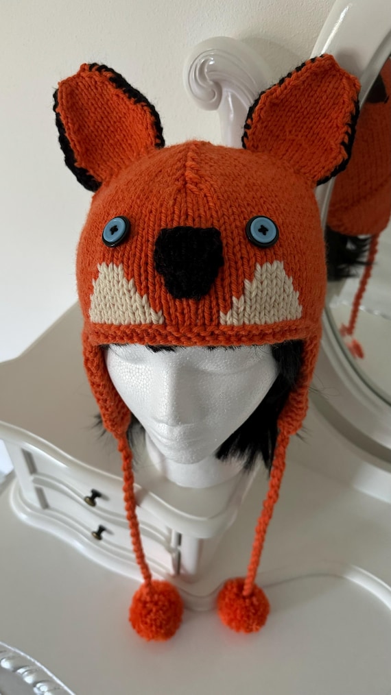 Handmade Knitted Becky Fox Hat - Etsy display picture 3