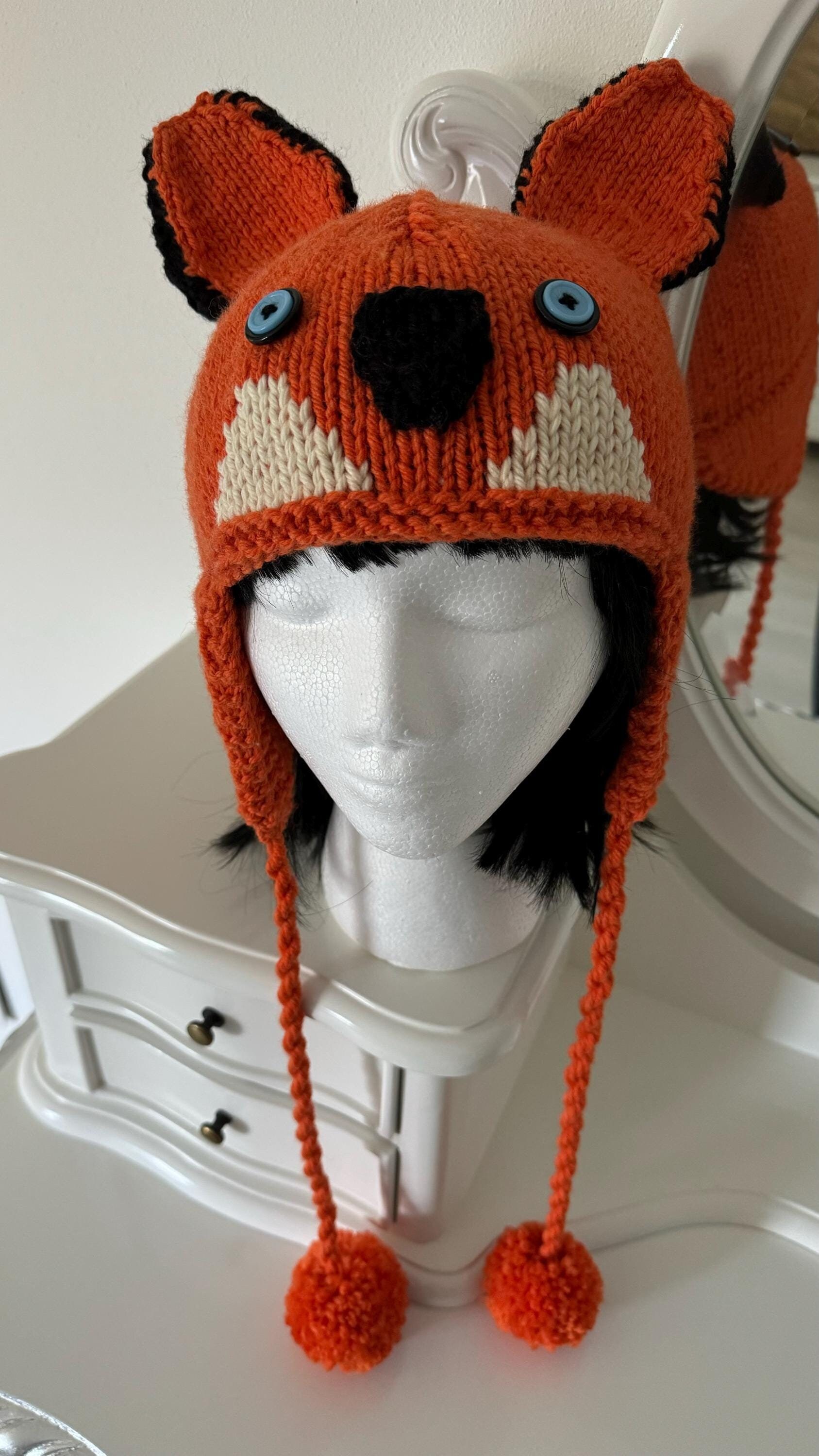 Handmade Knitted Becky Fox Hat - Etsy