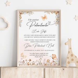Carta de padrino para madrina padrino | regalo de bautismo | regalo de bautismo individual | cartel de bautismo | regalo para padrinos | ideas de regalos de bautismo
