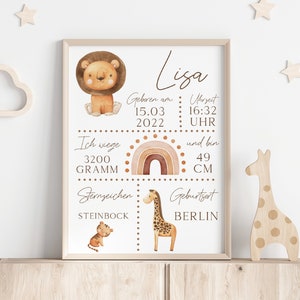 Geburtsbild|Geburtsdaten Poster|Neugeborenes Baby Poster|Wandkunst für Babys|Babyposter mit Daten|Personalisierte Kinderzimmerdekoration