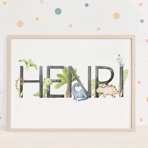 Póster Habitación Infantil Personalizado con Nombre | Póster Habitación Infantil Dinosaurios | Póster Infantil Gratis | Decoración Pared Dino | Imagen Digital T-rex