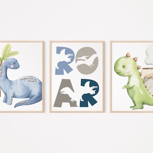 3set Dinosaur Prints for Boys Room|Dinosaur Wall Art|Dinosaur Poster|Digital Printables|Toddler Wall Art|T-rex Picture