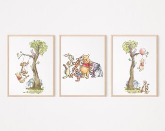 Winnie the Pooh Nursery Decor | Digital Winnie the Pooh Poster | Animal Motifs for Nursery | Nature-Themed Nursery Decor | Animal Art Print