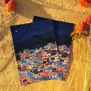 GAMCHEON by night BUSAN - Carte postale A6+ South Korea co'- Impression d'art - Illustration digitale/Art print -wall art decoration- cadeau