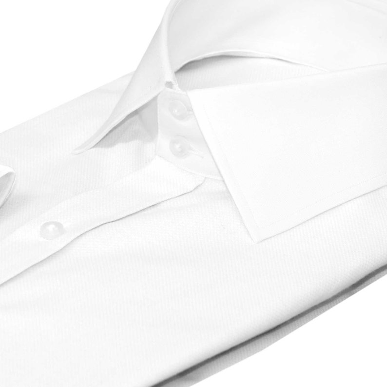 High Spread Collar Shirt 2 Tall Neck Stiff Band 2 Collar Buttons Shirt