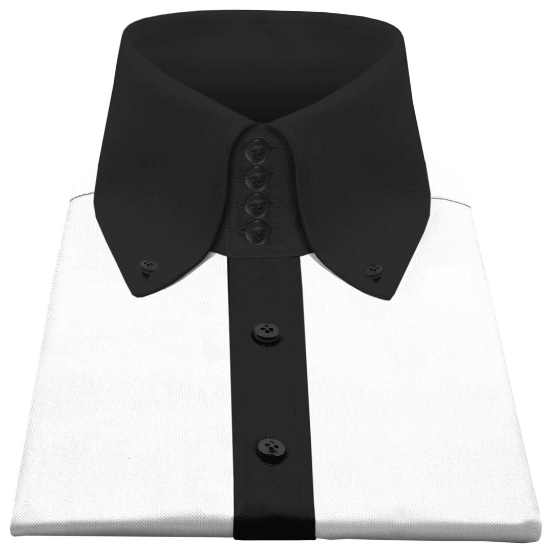 White Men Cotton Dress Shirt Button Down High Collar Shirt Etsy
