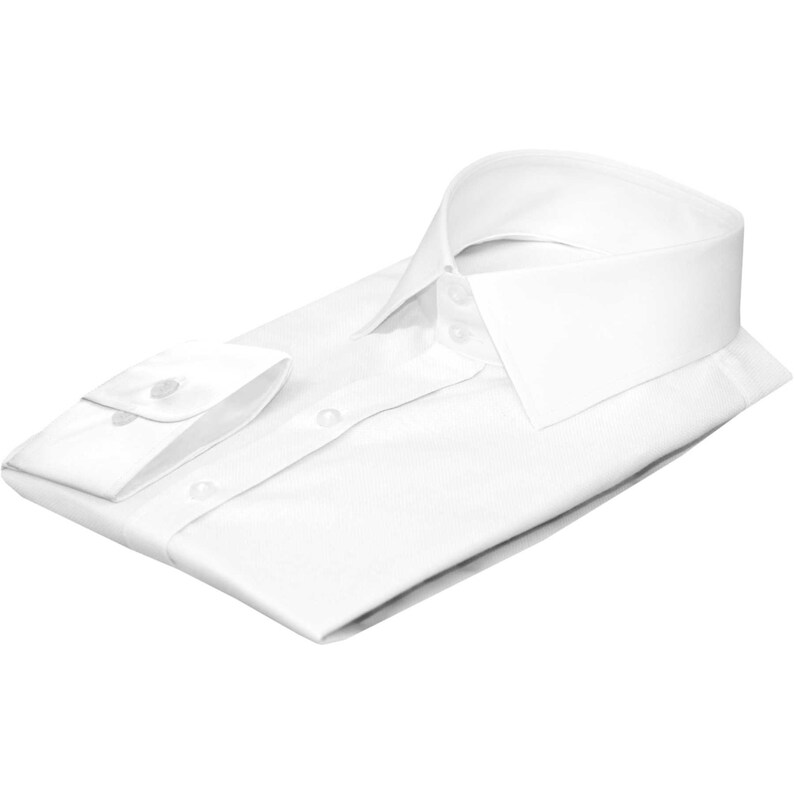 High Spread Collar Shirt 2 Tall Neck Stiff Band 2 Collar Buttons Shirt