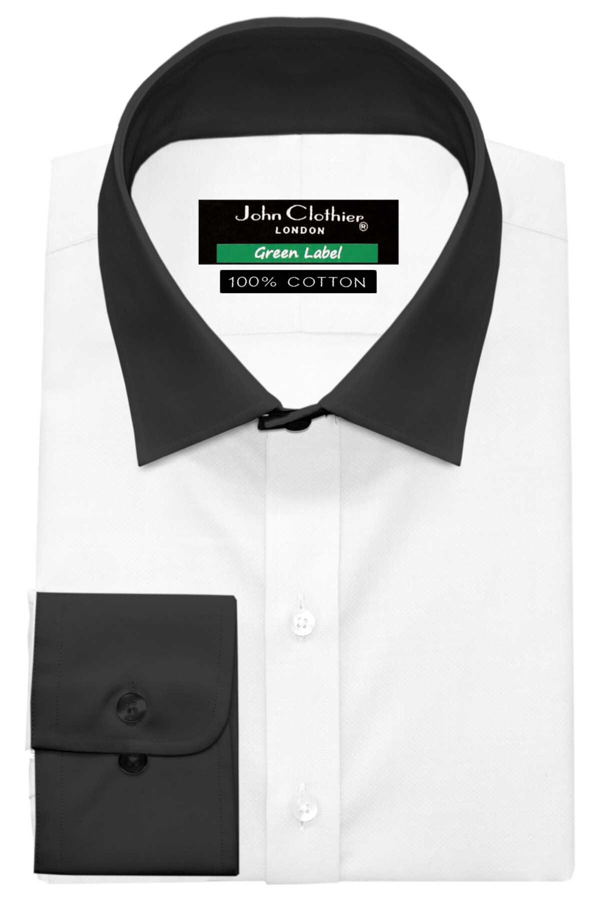 High Spread Collar Shirt, 2 Tall Neck Stiff Band 2 Collar Buttons Shirt, Kent Windsor Style