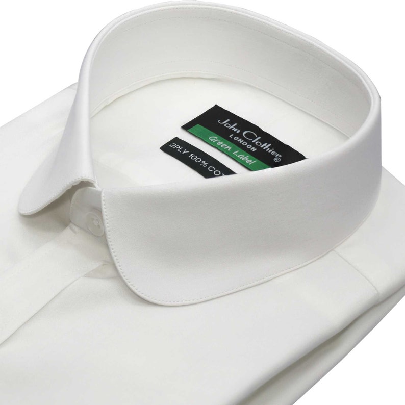 Plain White Peaky Blinders Penny Club Collar Cotton Shirt Lond Sleeves