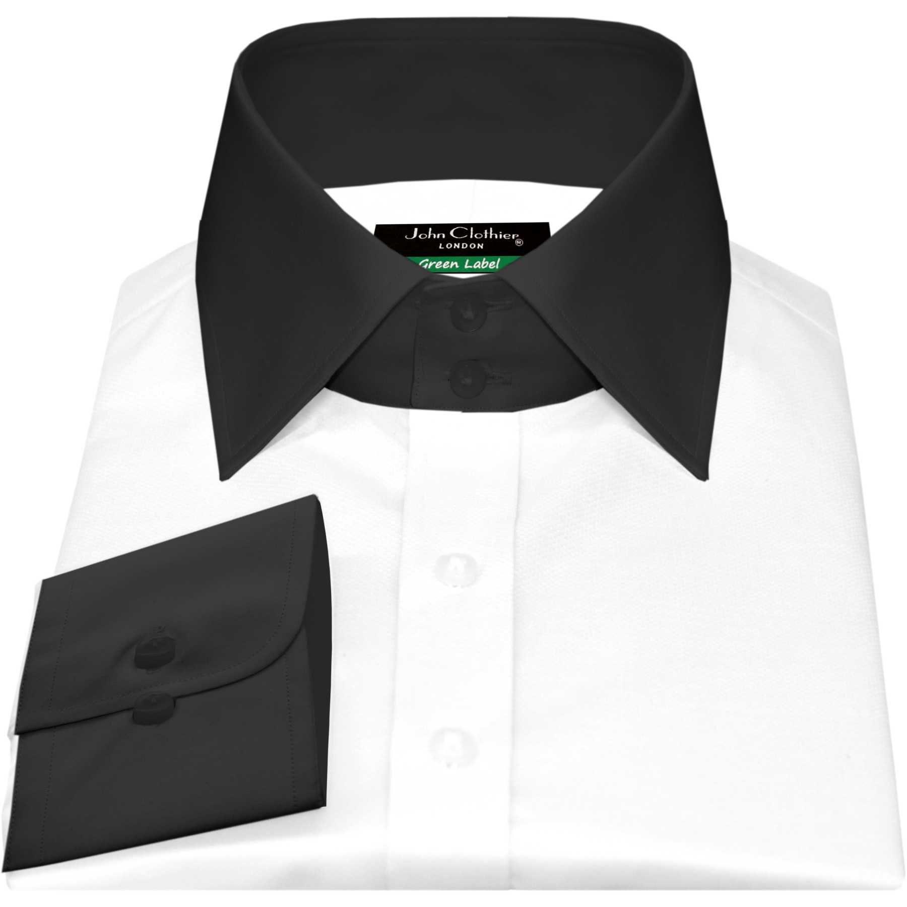High Spread Collar Shirt, 2 Tall Neck Stiff Band 2 Collar Buttons Shirt
