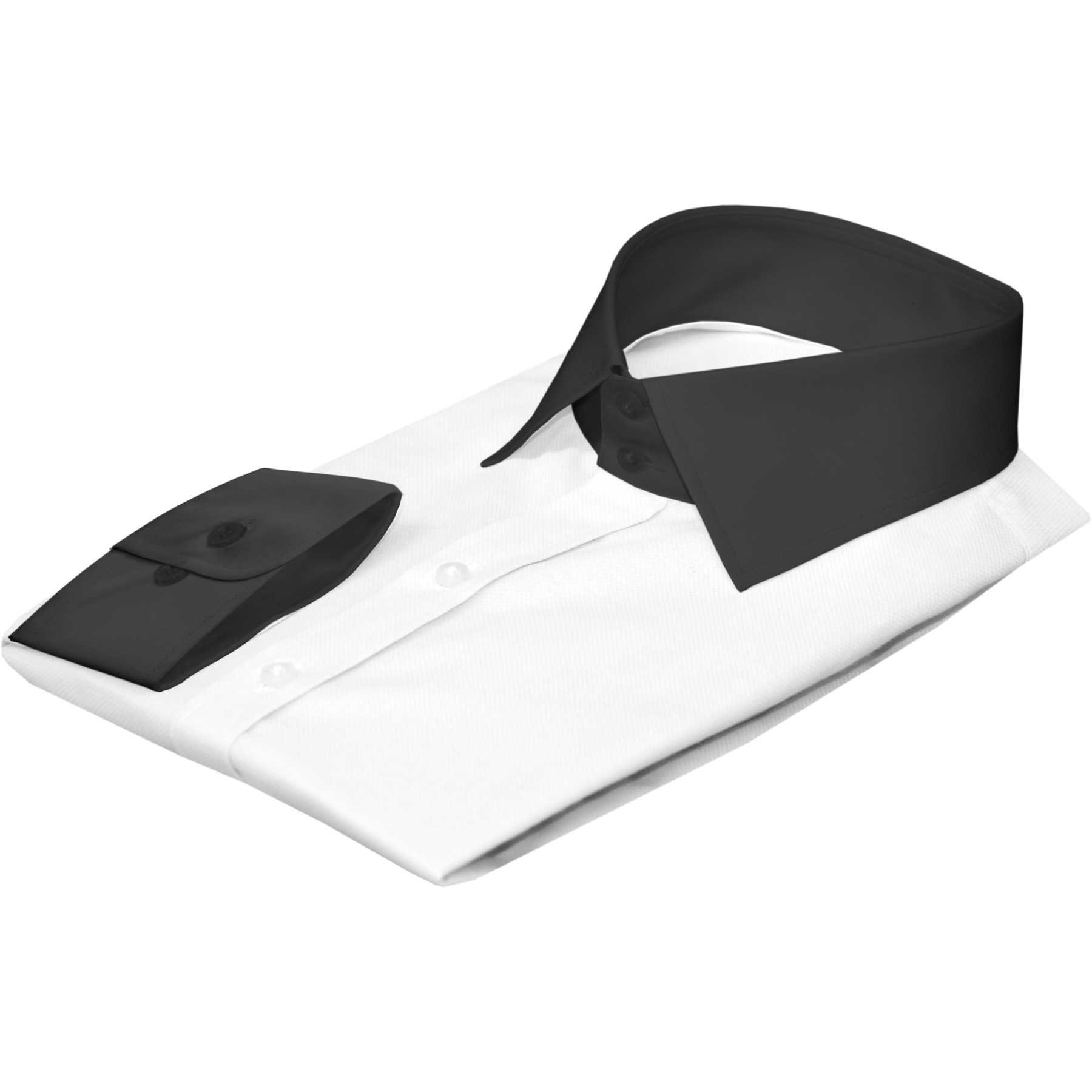 High Spread Collar Shirt, 2 Tall Neck Stiff Band 2 Collar Buttons Shirt